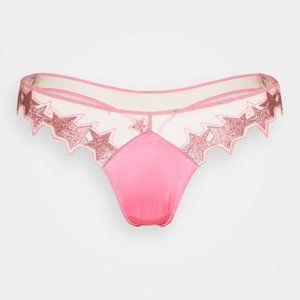 FLEUR DUL MAL Super Star satin and embroidered stretch-tulle Thong